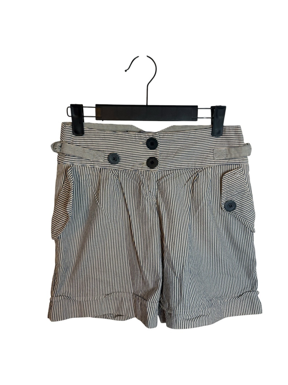 Sessun Pinstripe Cuffed Y2K Sailor Style Shorts
